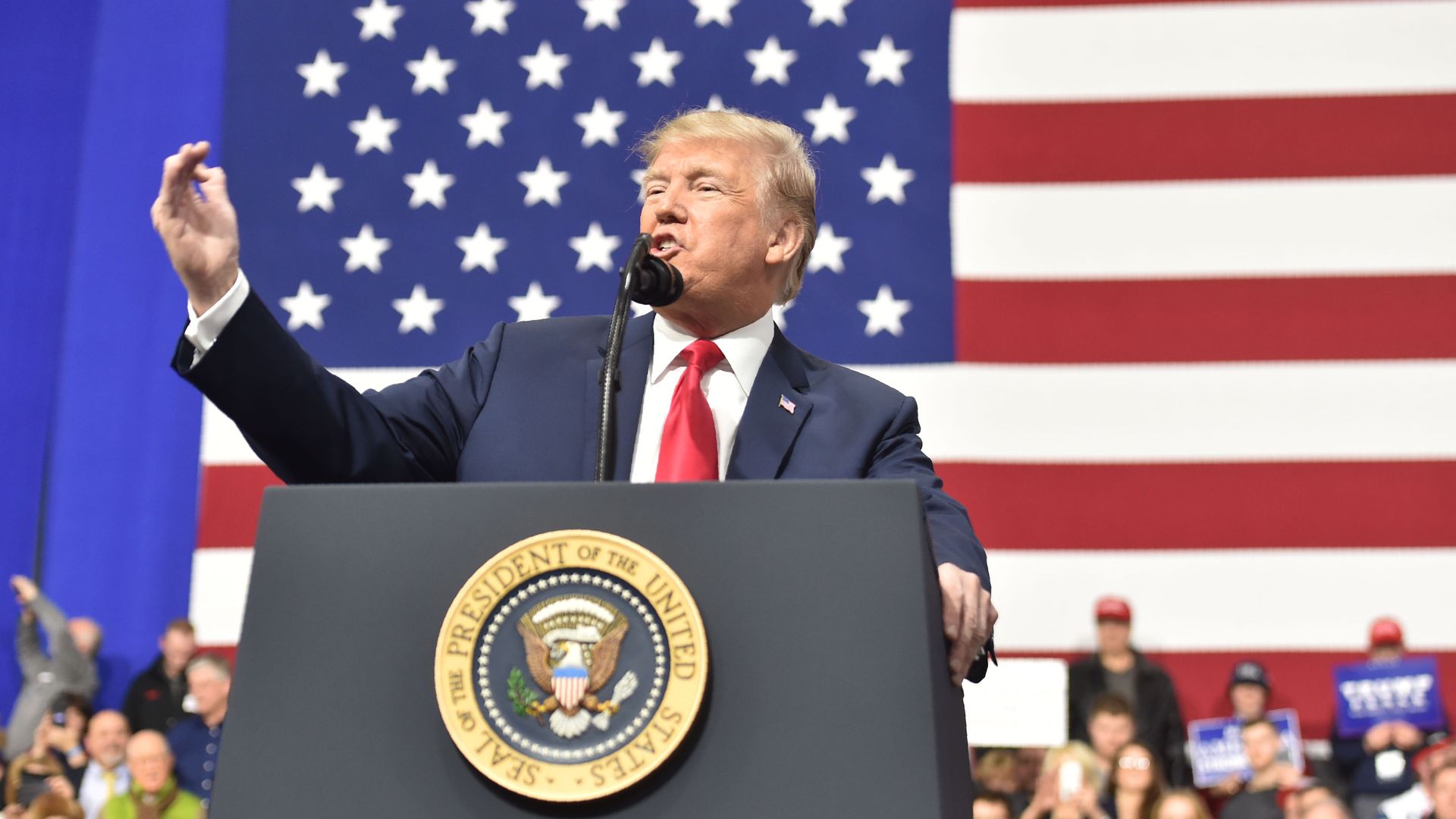 Donald Trump speaking at a rally
