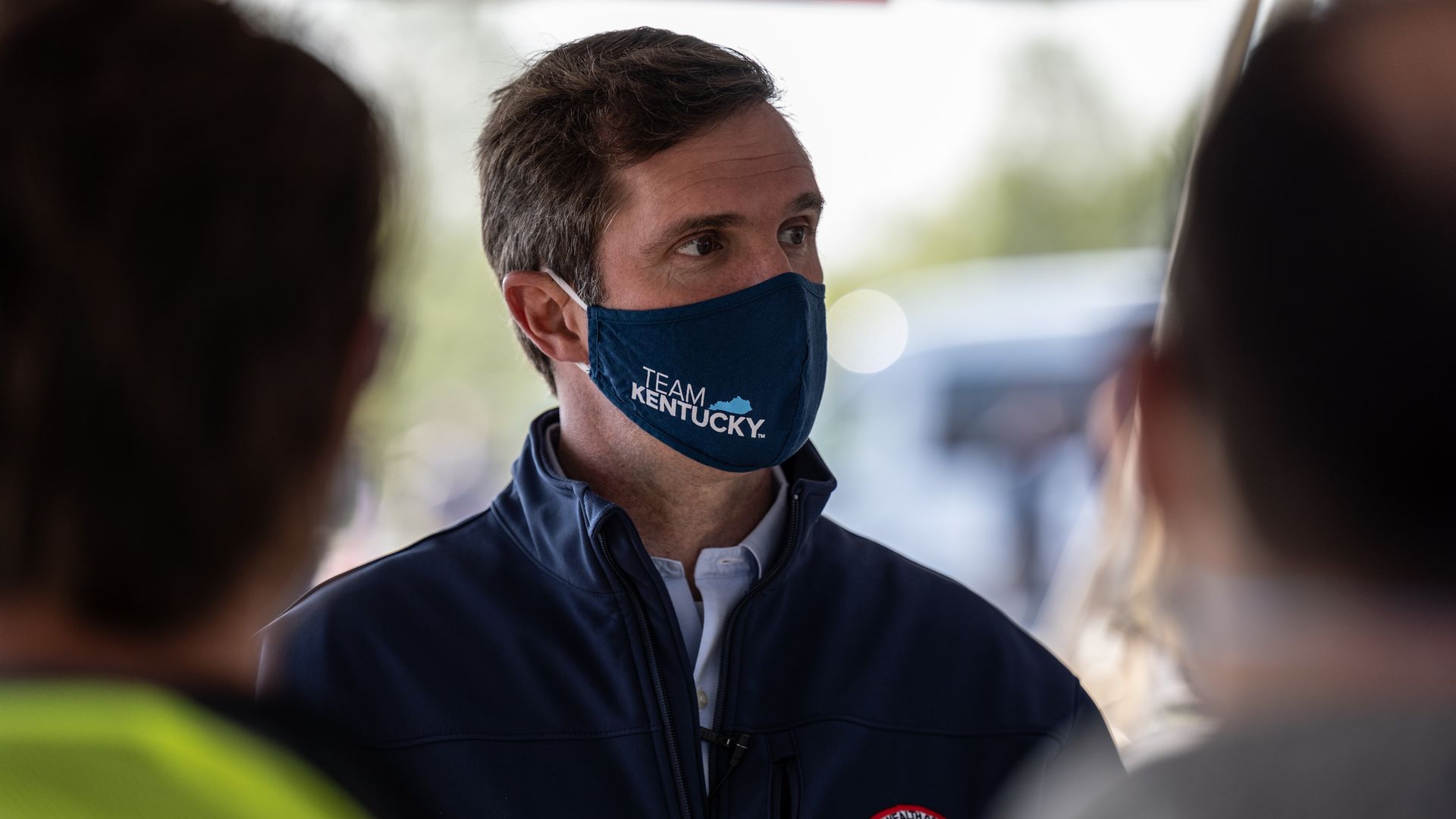 Kentucky Governor Andy Beshear at the University of Louisville Cardinal Stadium in Louisville, Kentucky, in April.
