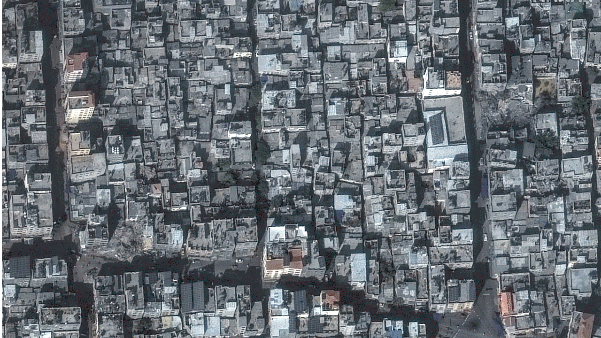 Satellite images taken on Oct. 31 and Nov. 2 of the Jabalia refugee camp in Gaza.