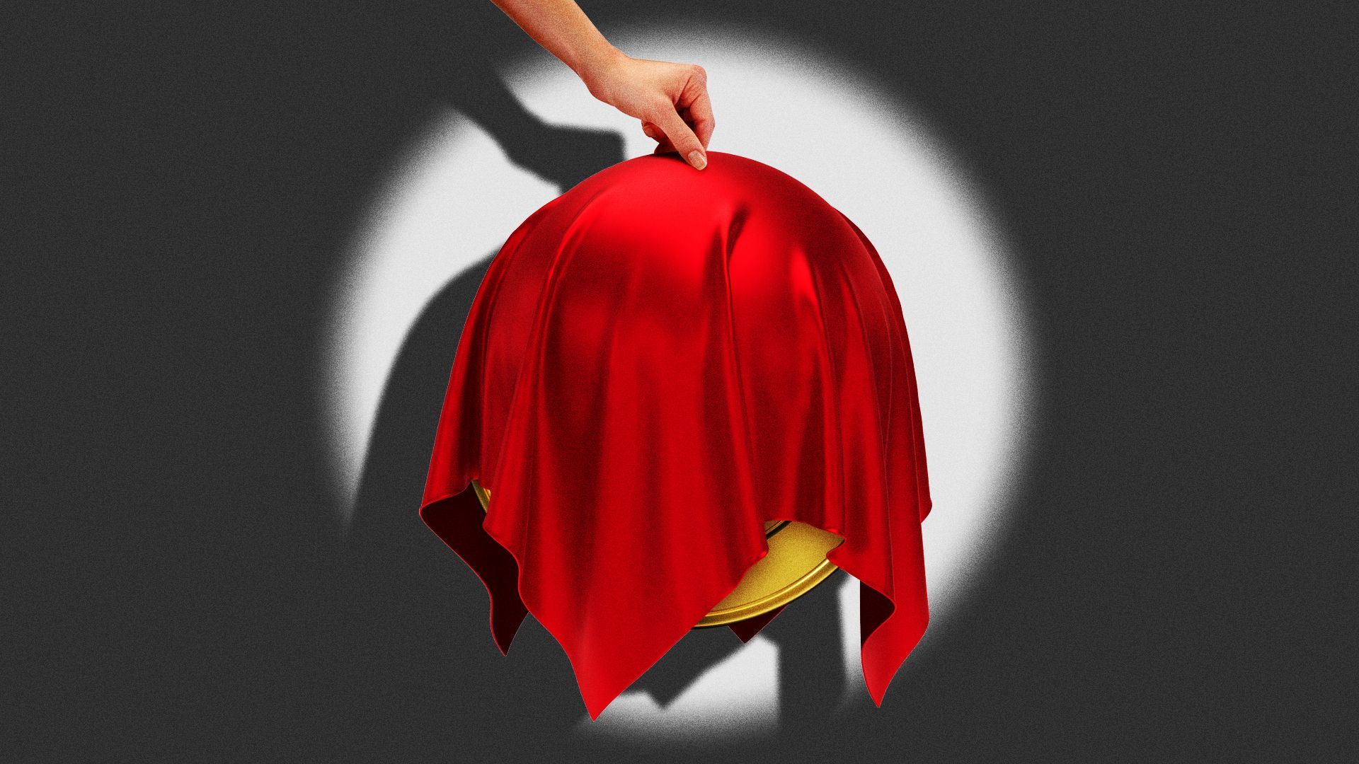 Illustration of a gold coin about to be unveiled. 