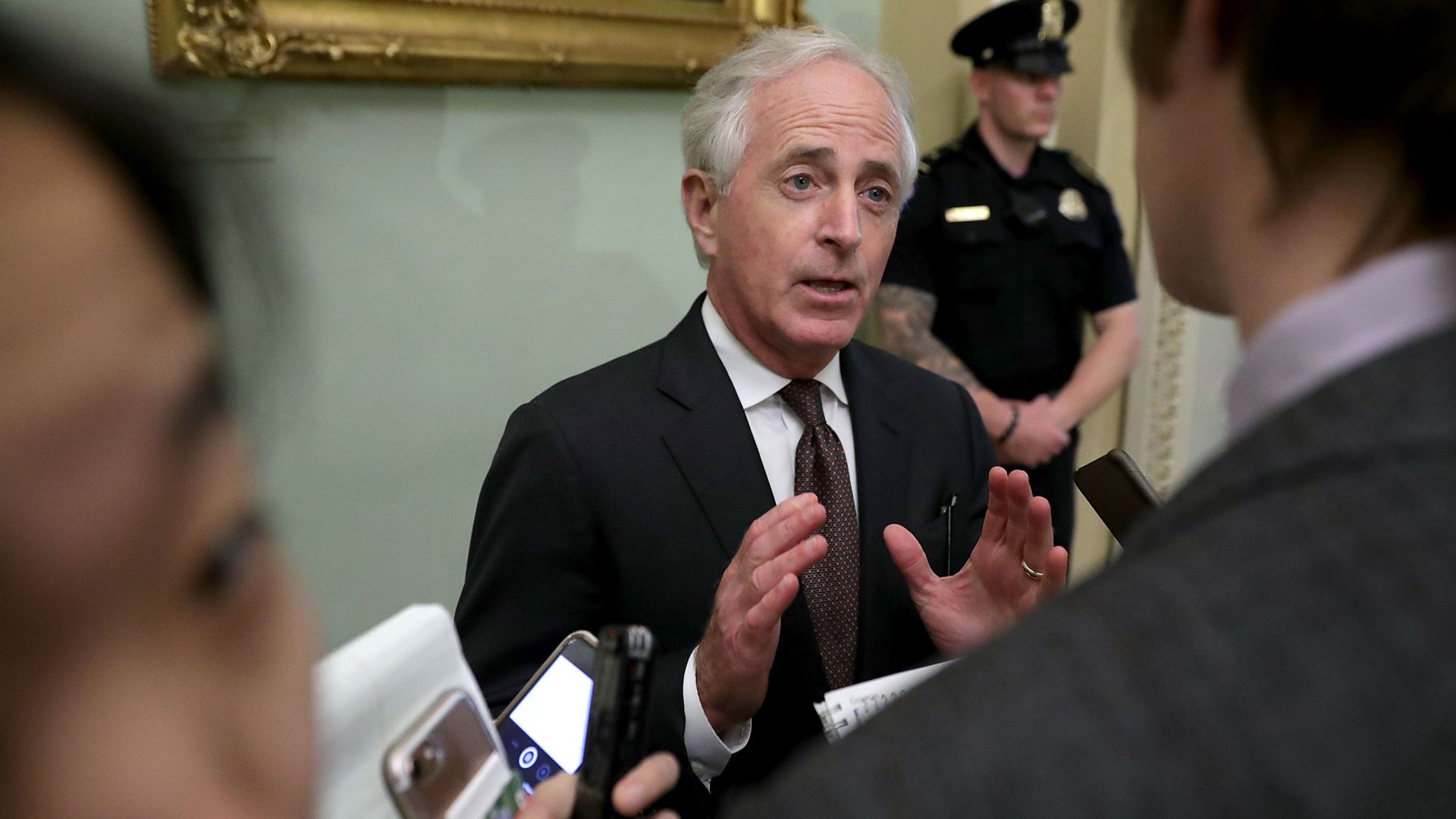 Sen. Bob Corker speaks with reporters