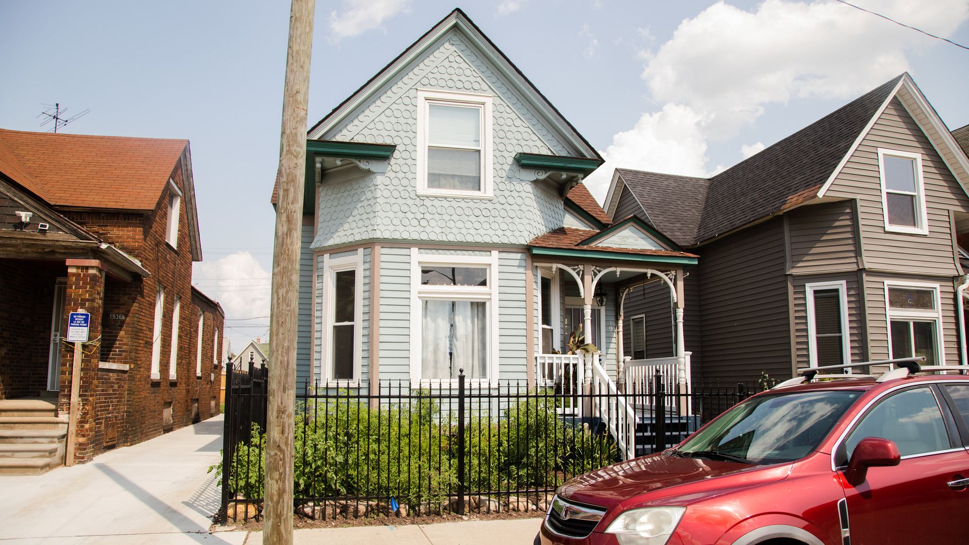 Homes on a block in Detroit are pictured. 
