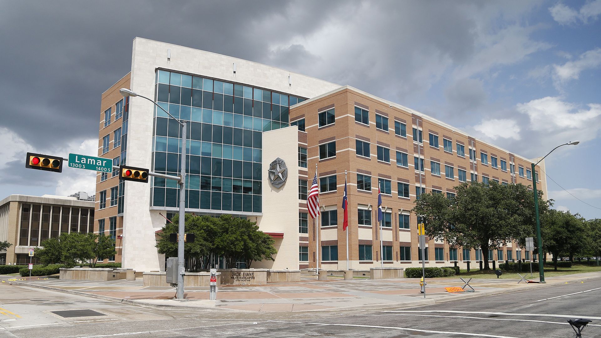 A photo of the Dallas police headquarters