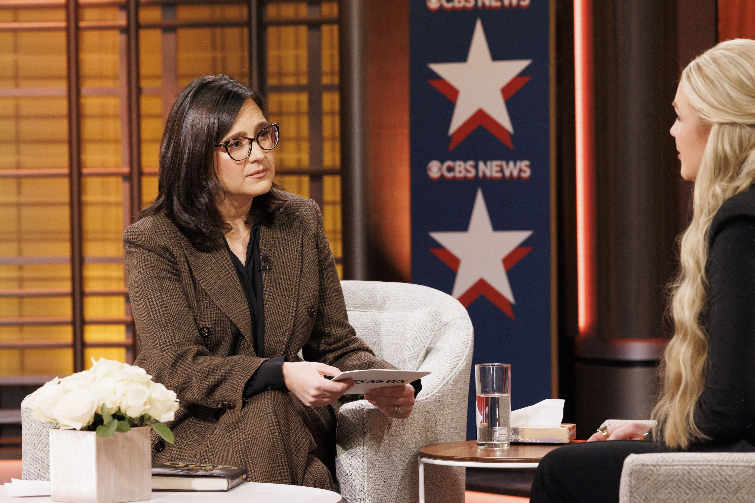 CBS News editor-in-chief Bari Weiss interviews Erika Kirk last month. 