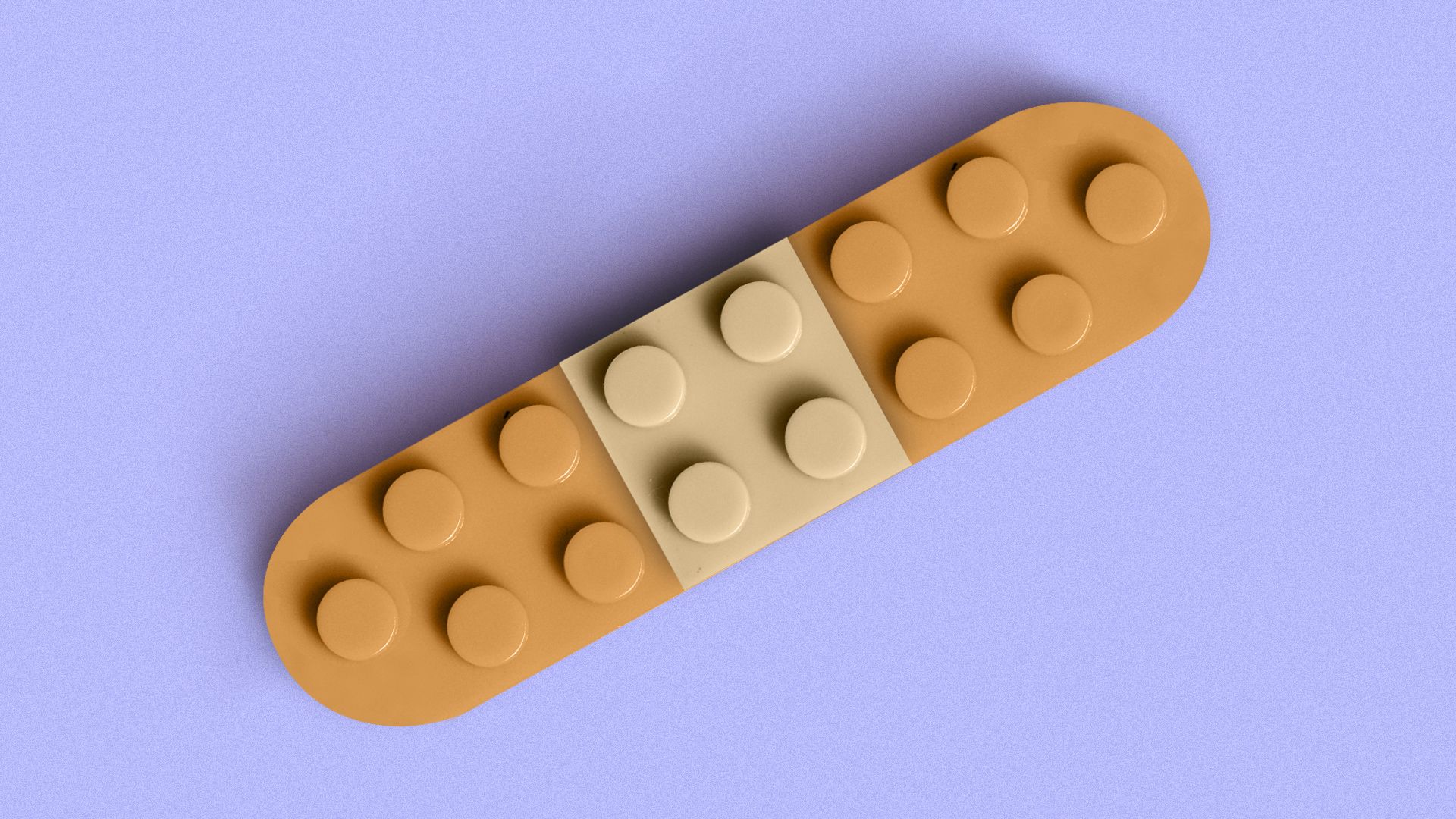 Illustration of a bandaid made out of lego blocks.