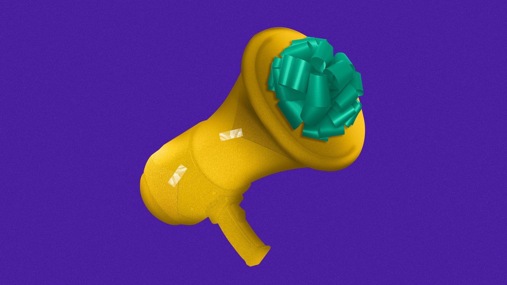 Illustration of a megaphone wrapped up as a gift. 