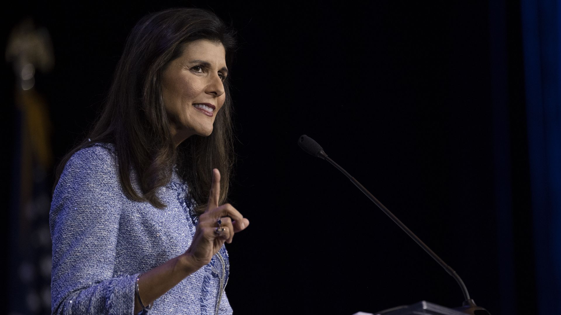 Nikki Haley, former ambassador to the United Nations, speaks on Saturday.
