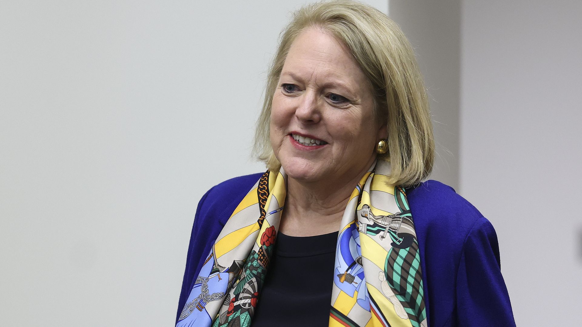 Virginia Thomas, conservative activist and wife of Supreme Court Associate Justice Clarence Thomas, leaves a closed door meeting with House Select Committee.