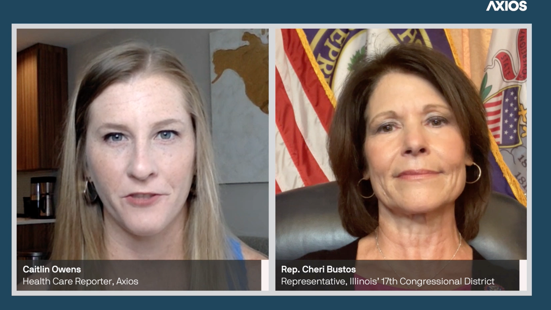 Axios reporter Caitlin Owens and Rep. Cheri Bustos during Thursday's event.