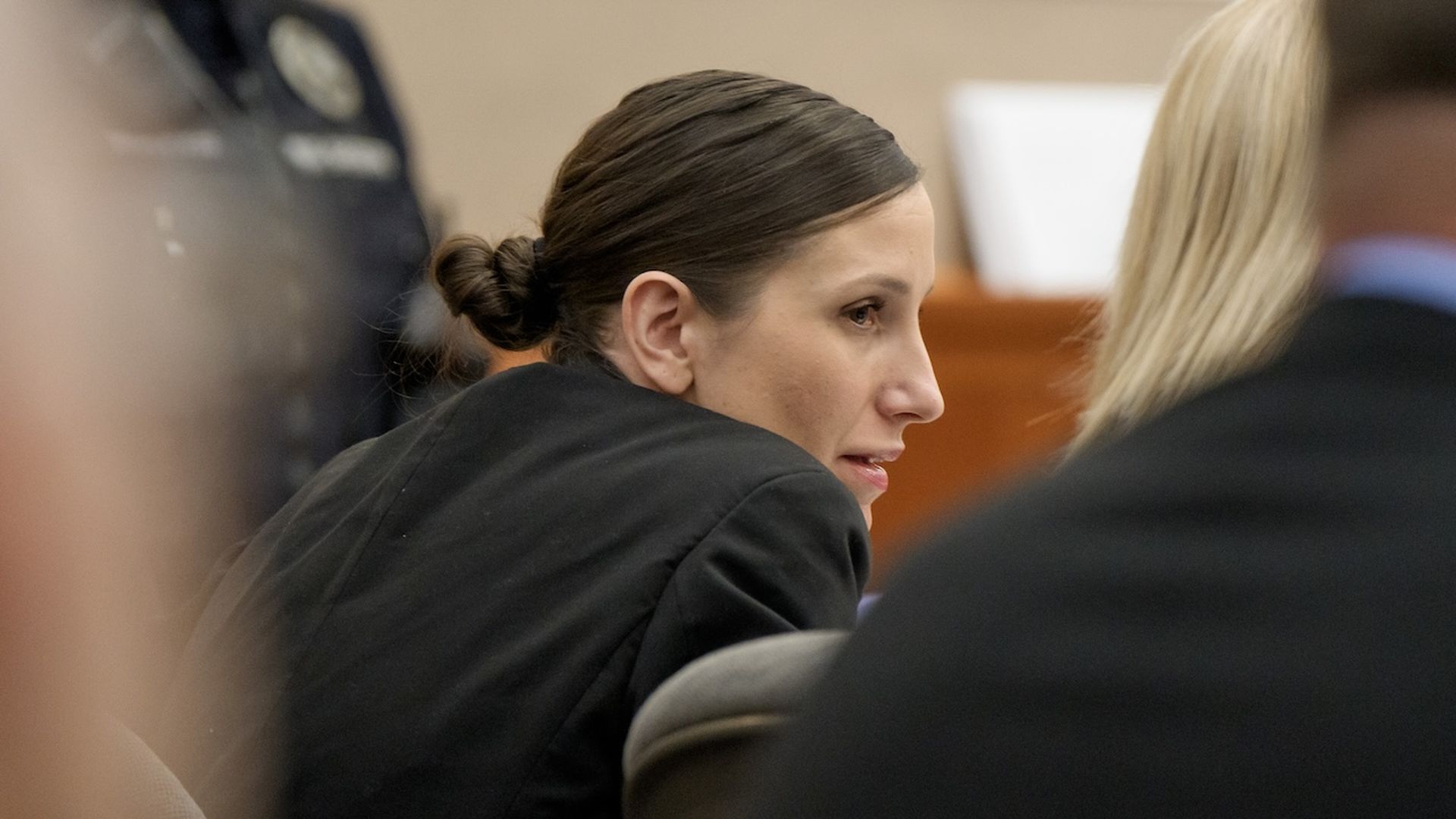 Kouri Richins in Summit County District Court in February. Pool photo: Spencer Heaps/Associated Press