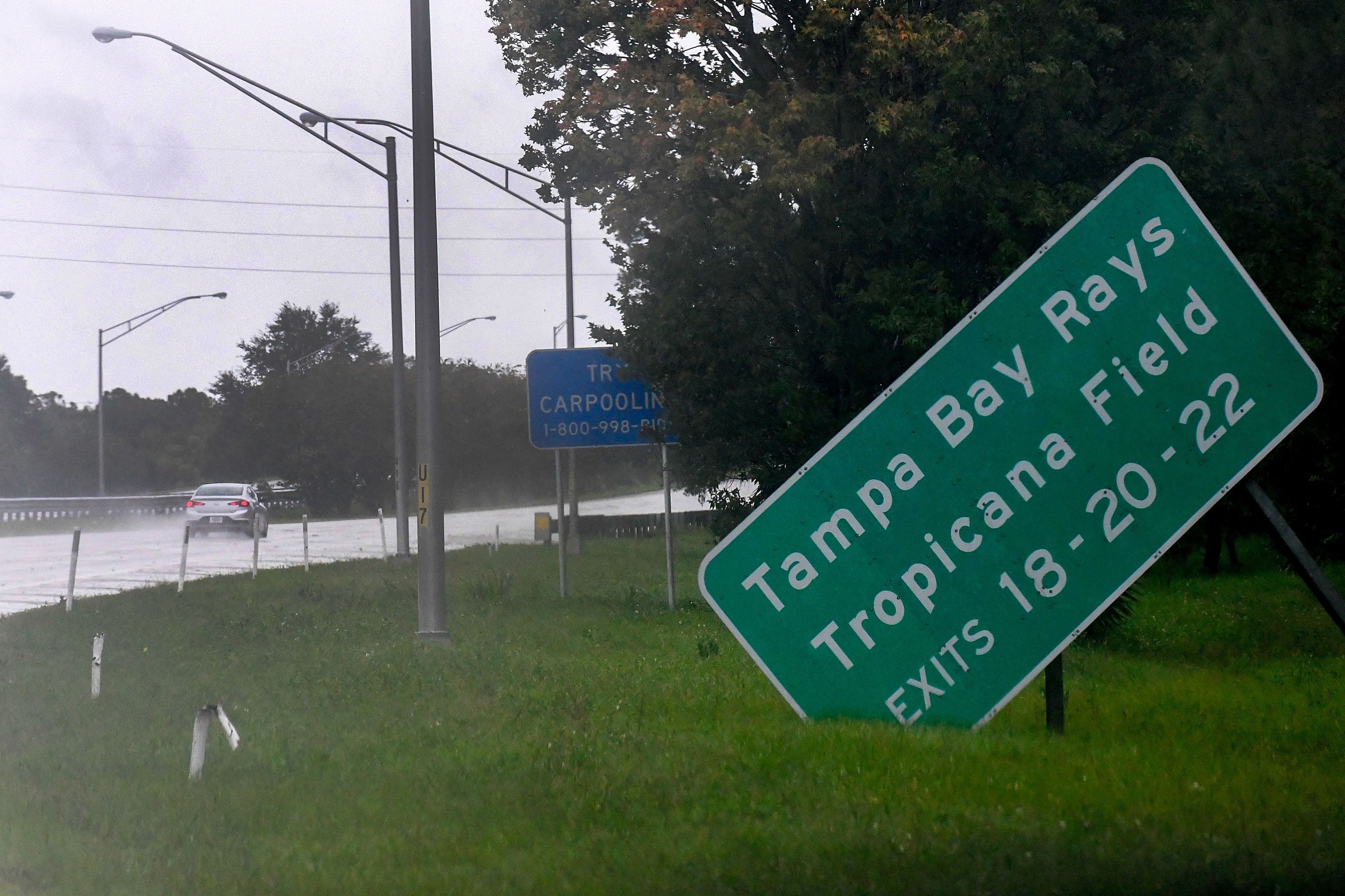 A fallen sign along I-275. 