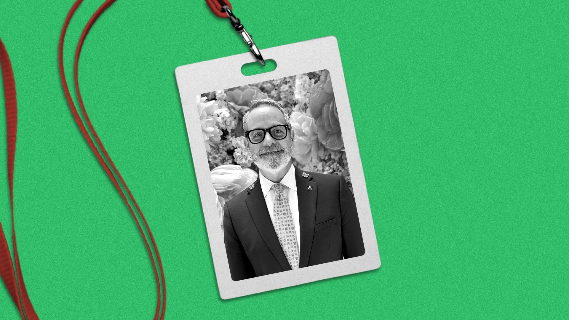 Photo illustration of Jeffrey Morgan in a lanyard.