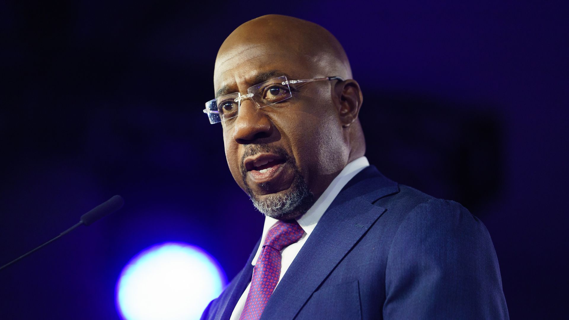 Senator Raphael Warnock speaks at a rally