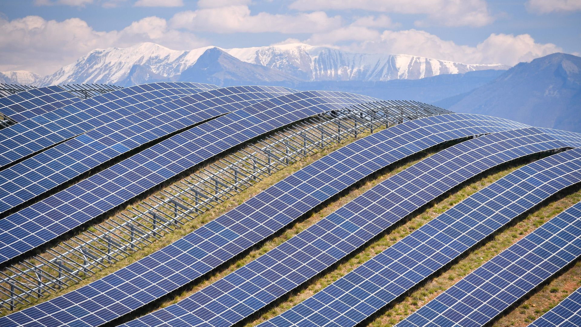 A general view shows the photovoltaic solar pannels at the power plant in La Colle des Mees, Alpes de Haute Provence, southeastern France, on April 17, 2019.