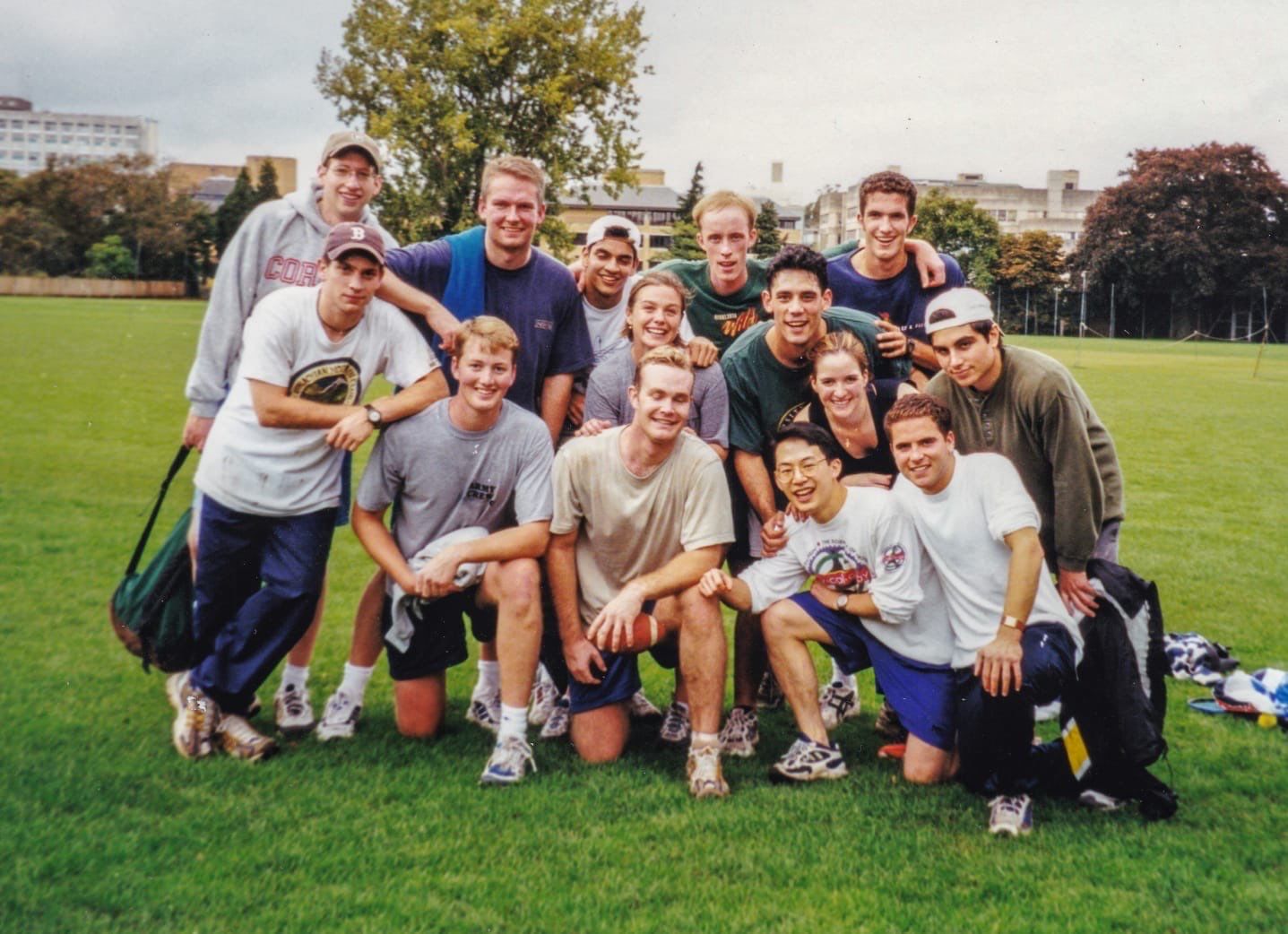 Jake Sullivan (back row, second from right) and Jon Finer (bottom left) met playing touch football at Oxford over 25 years ago.