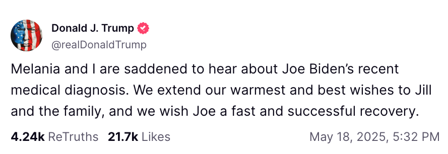 Trump post on Truth Social