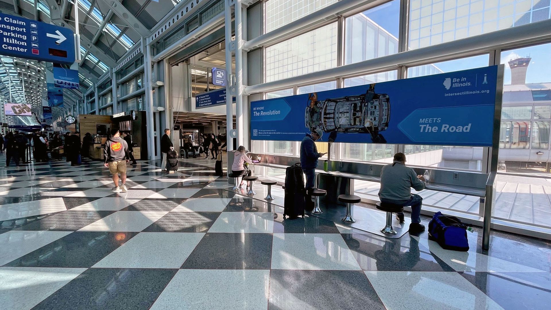 Photo of a billboard in an airport