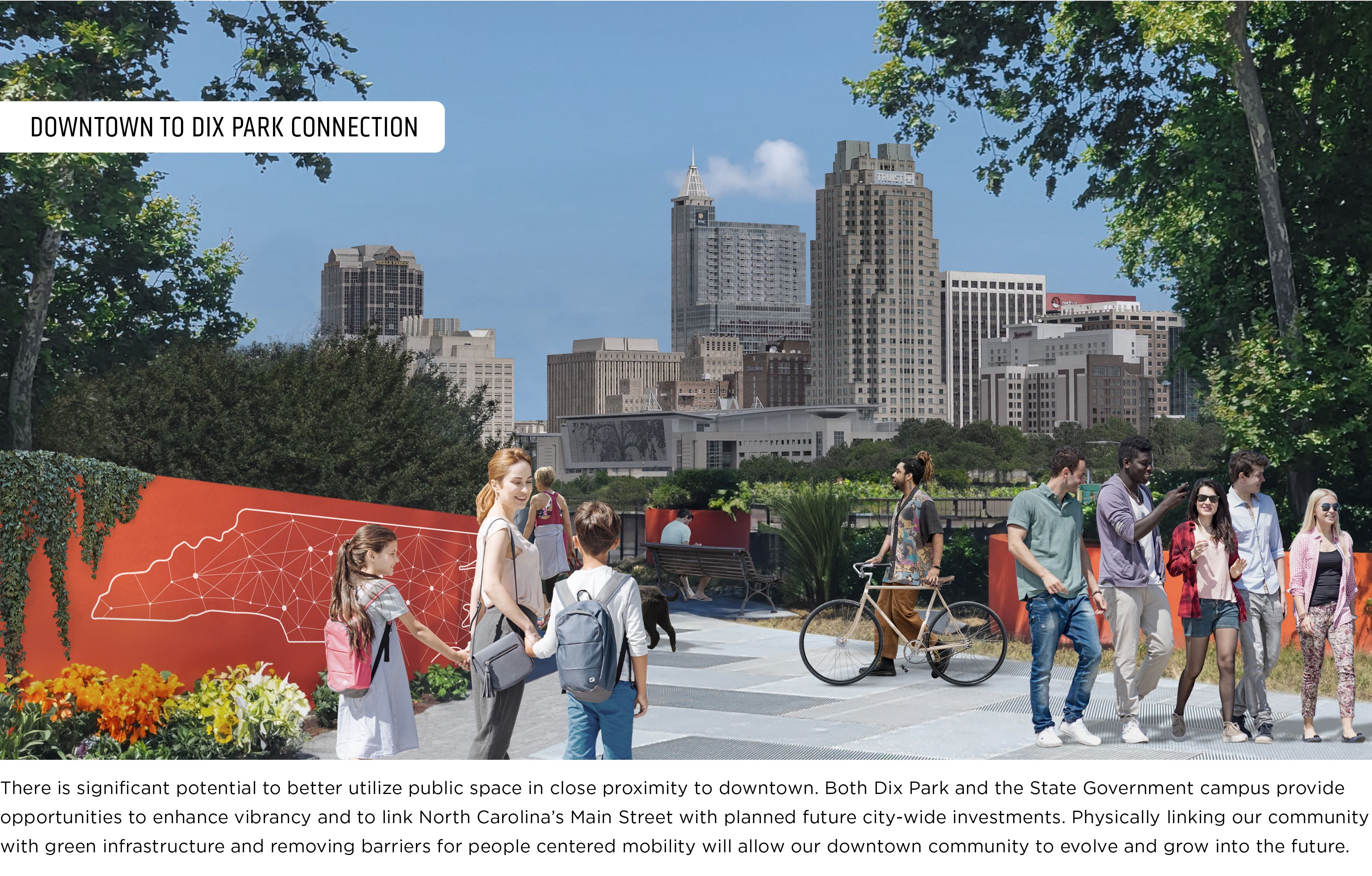 A page of a report on connecting Dix Park to Downtown Raleigh