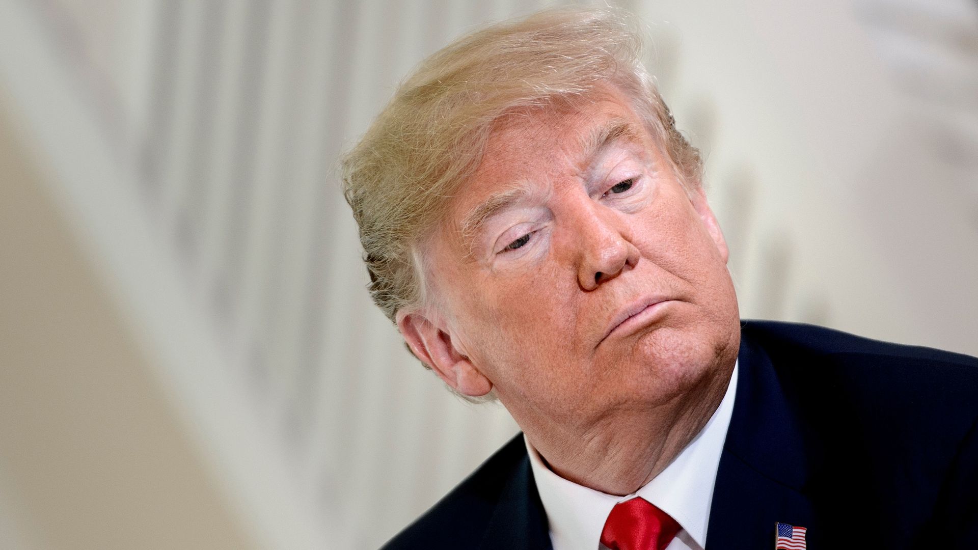 Trump looks down in thought