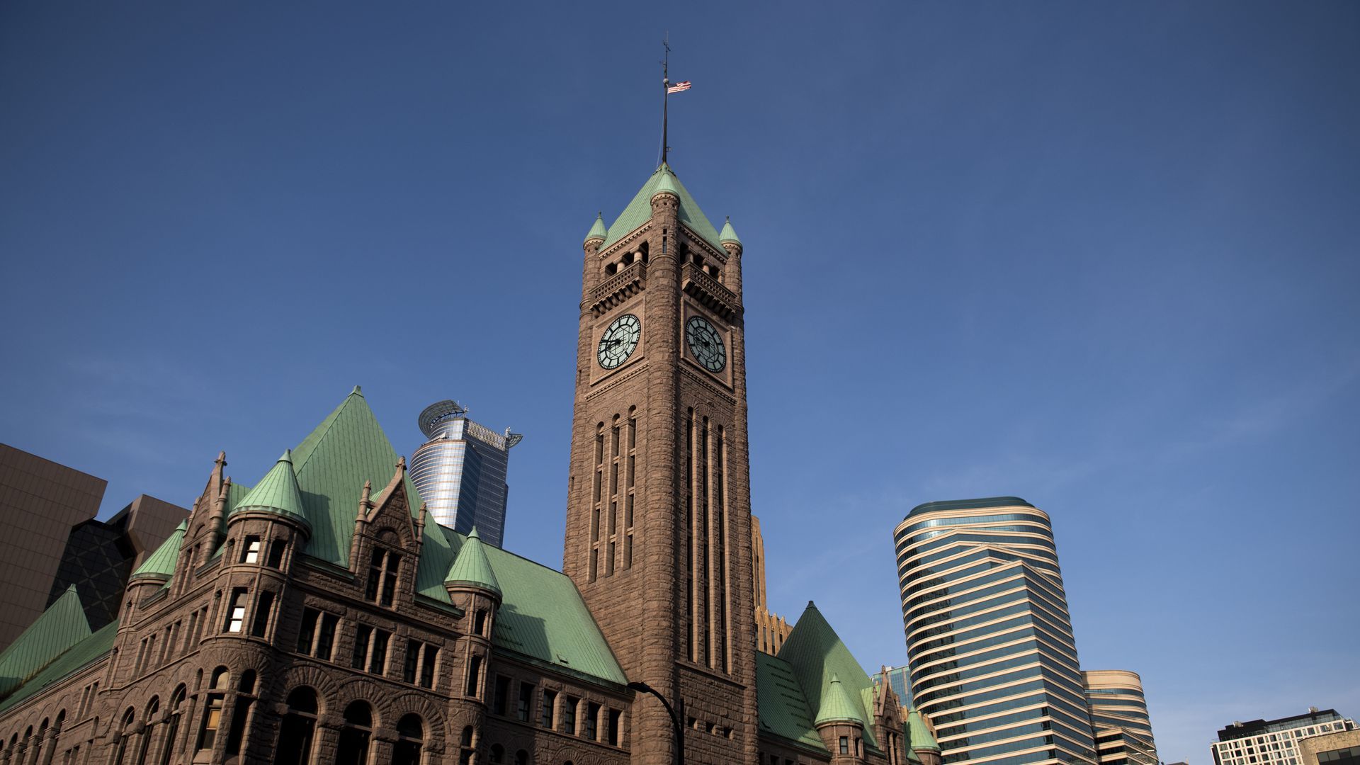 The exterior of Minneapolis City Hall.