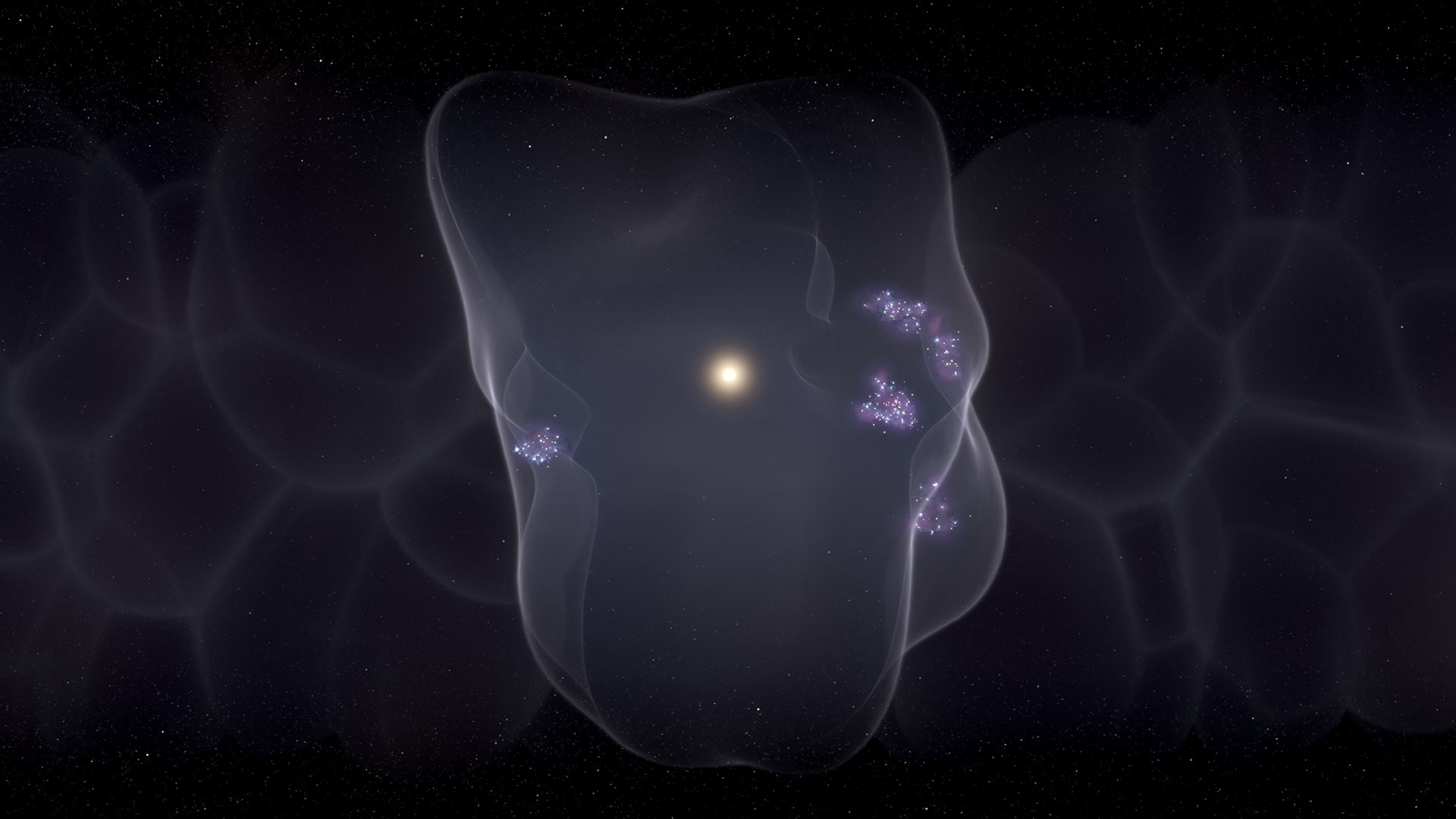 An illustration of the local bubble surrounding Earth. Photo: CfA, Leah Hustak (STScI)