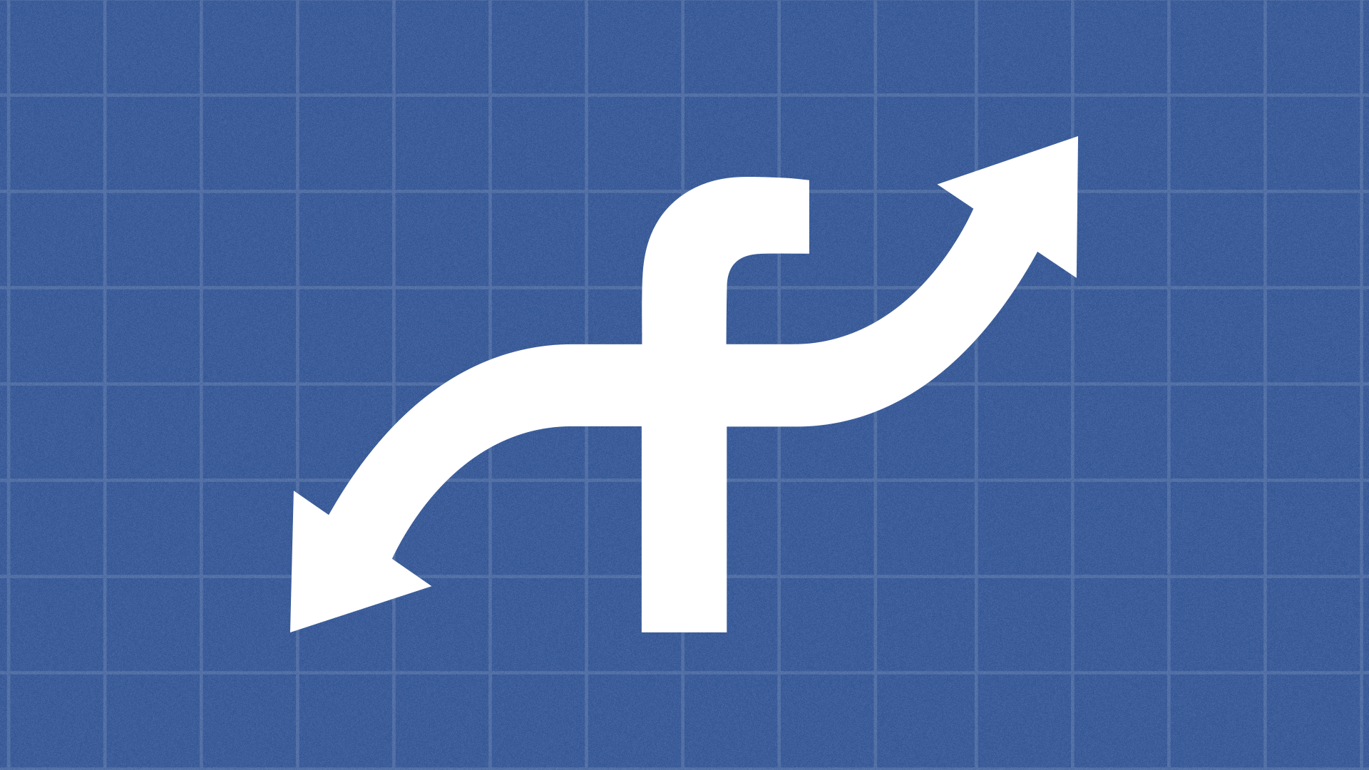 Illustration of the Facebook logo with the crossbar of the "f" mimicing an inflection curve.