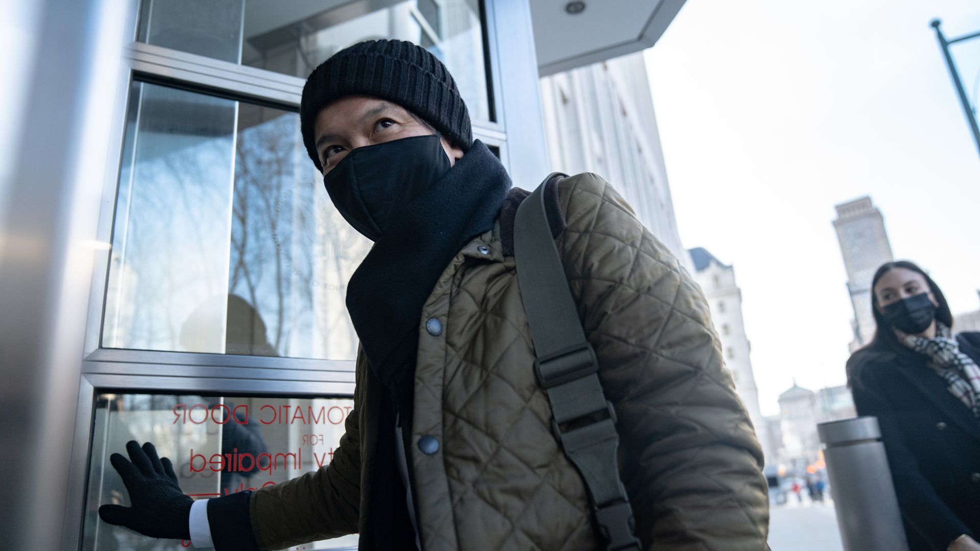 Roger Ng, a former banker for Goldman Sachs Group Inc., arrives at federal court in the Brooklyn borough of New York, U.S., on Wednesday, Feb. 16, 2022.