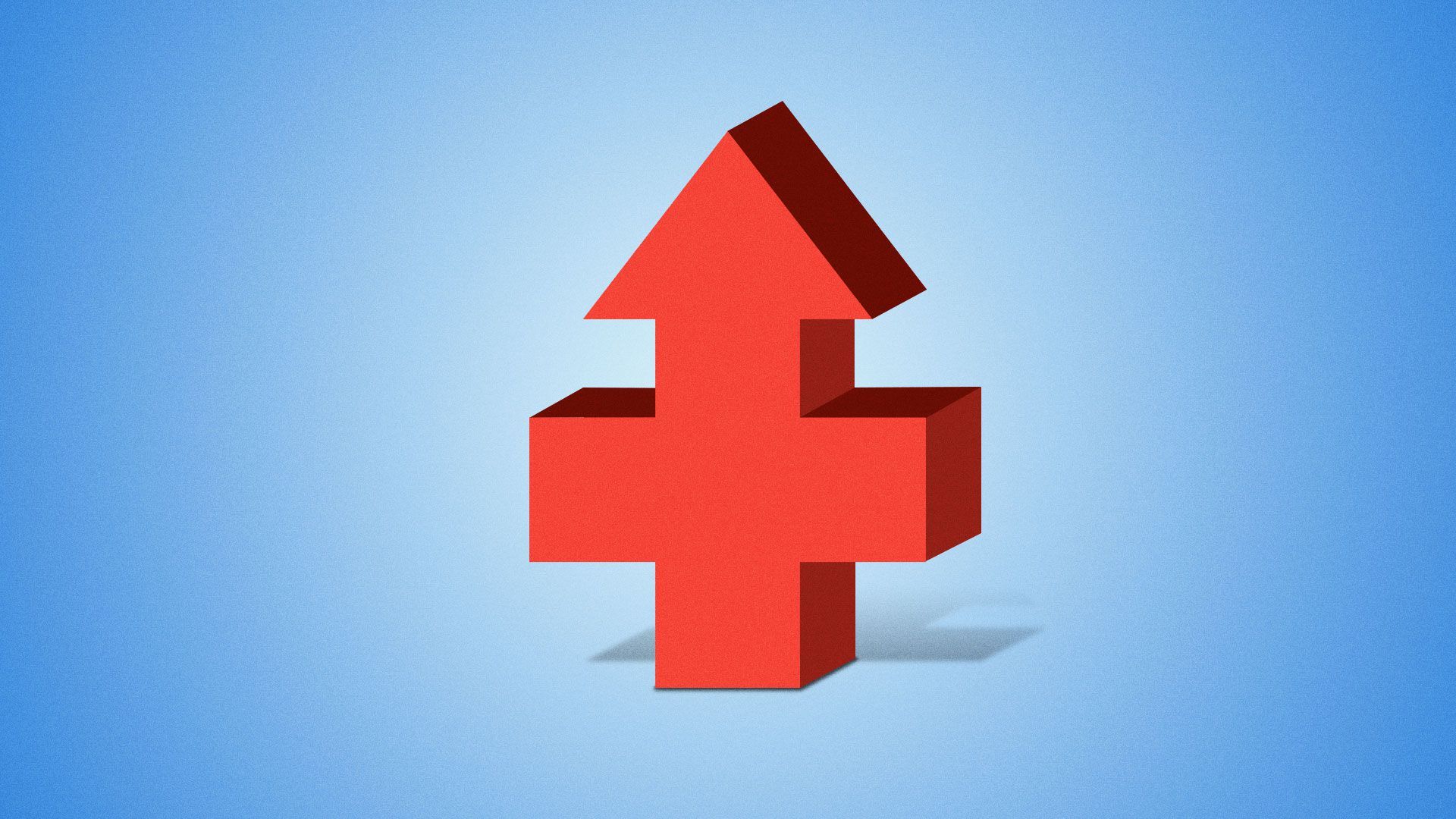 Illustration of a health/ hospital plus with an upwards arrow