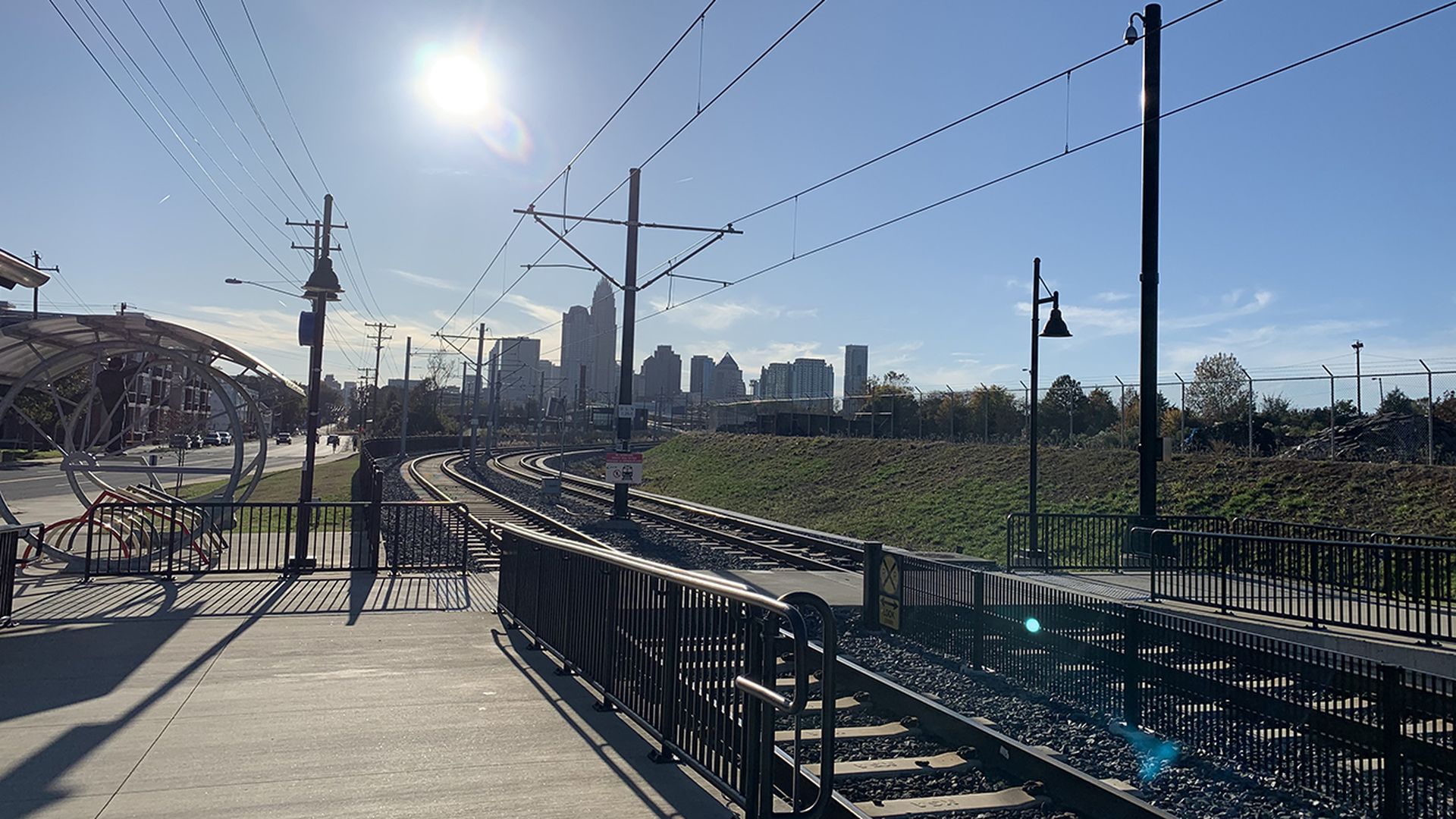 light rail station view of uptown