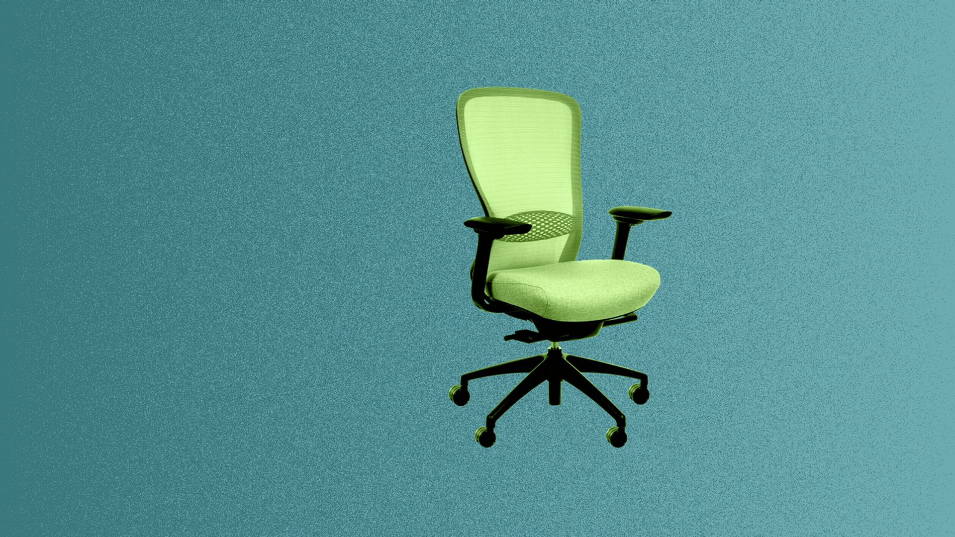 Illustration of an office chair moving from left to right, but slowing down and reversing before it gets all the way across the screen.