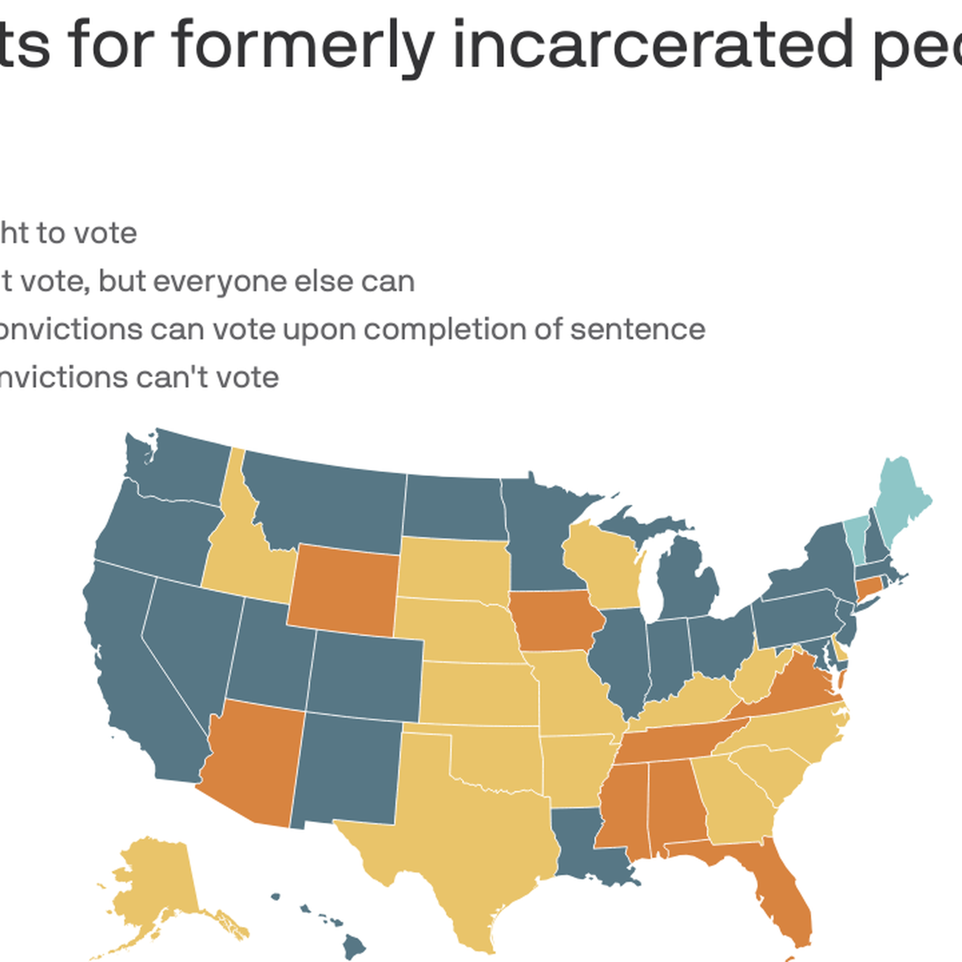 Where felons can and can&rsquo;t vote, mapped