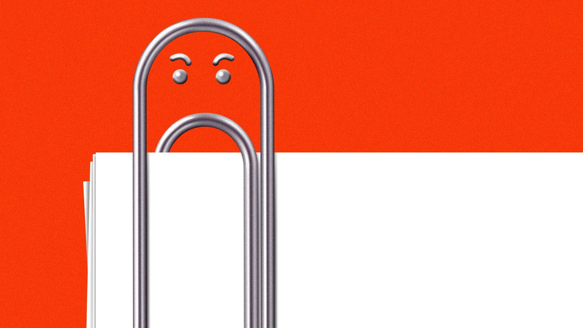 Illustration of a paper clip making an angry expression