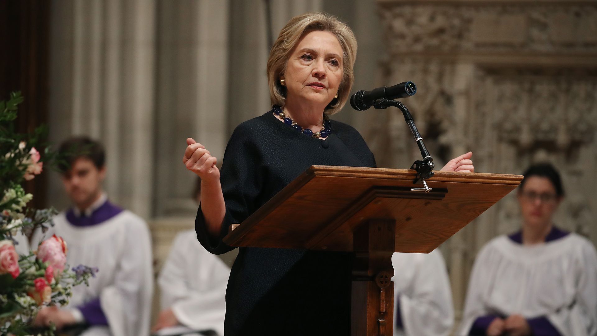Hillary clinton at a podium