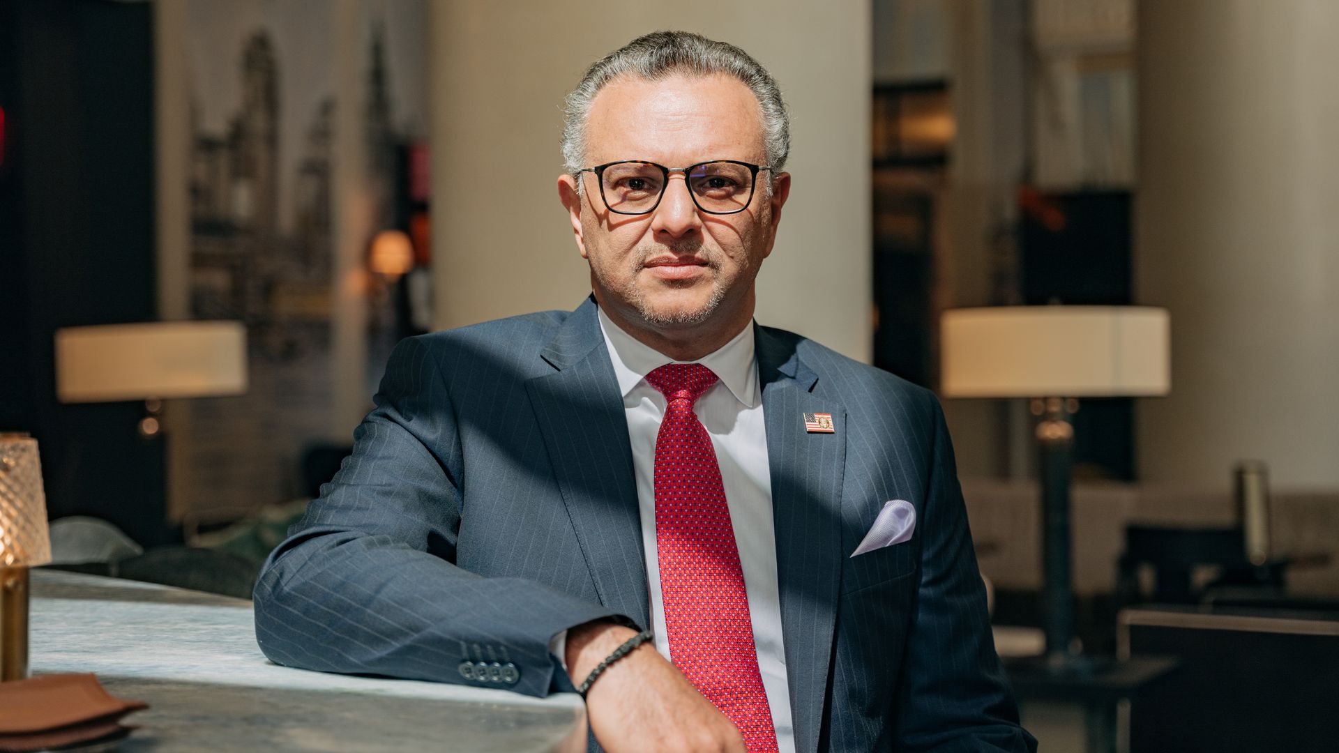 Dr. Massad Boulos, Tiffany Trump's father-in-law, sits for a portrait at the Wall Street Hotel in New York on Sep 4, 2024. (Photo by Jeenah Moon for The Washington Post via Getty Images)