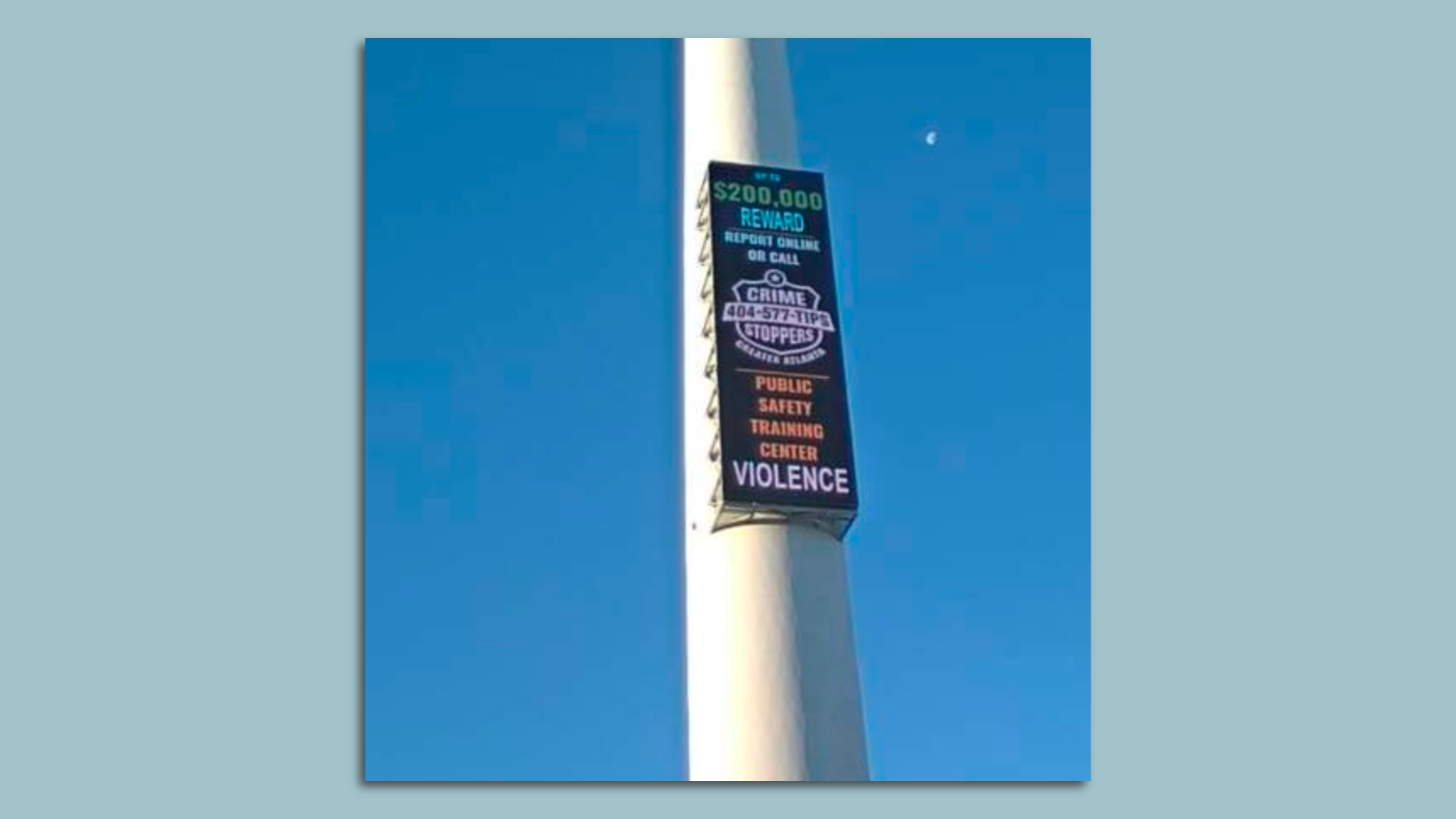 example of a billboard atlanta police will put up to help solve arsons related to public safety training center.