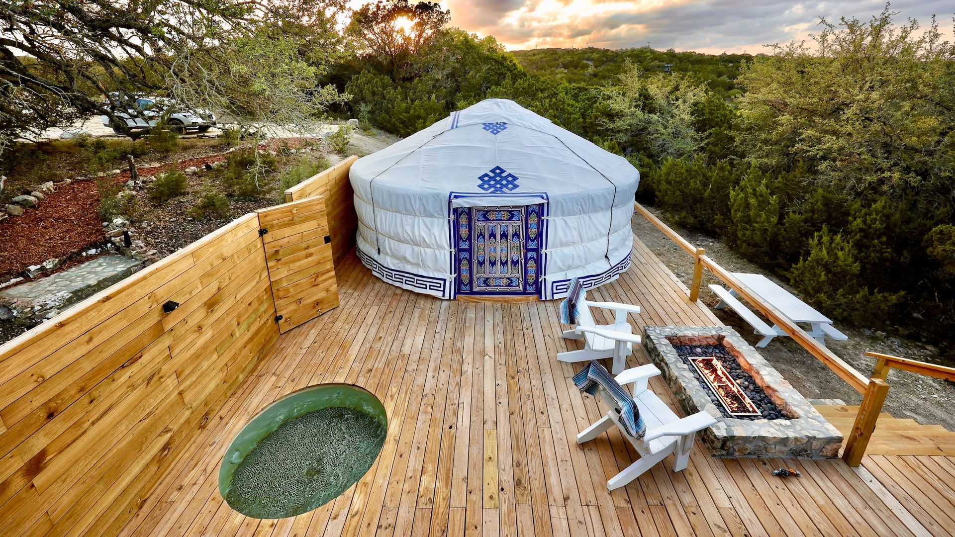 exterior view of a private yurt