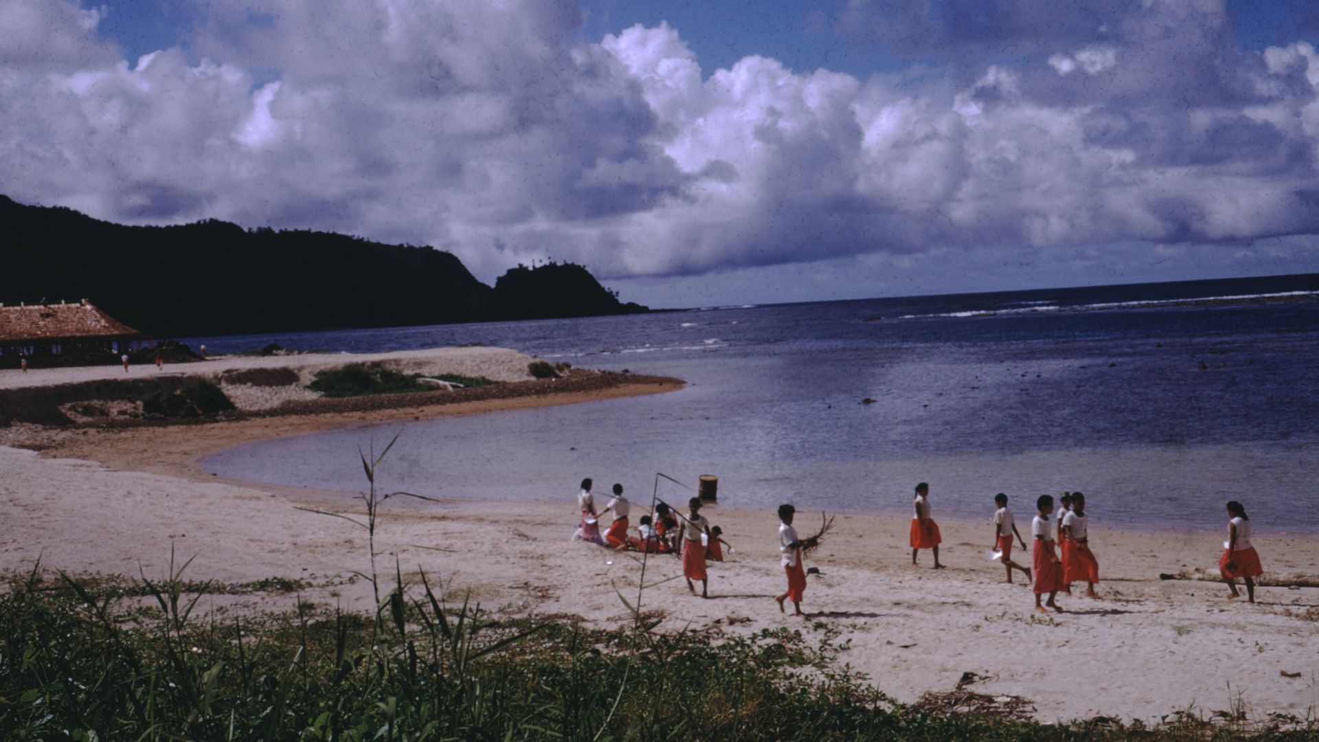Children on a beach in American Samoa in 1965.