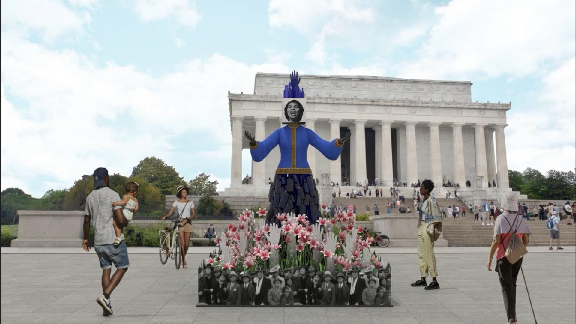 Rending of Pennsylvania artist Vanessa German's installation, "Of Thee We Sing" at the National Mall.
