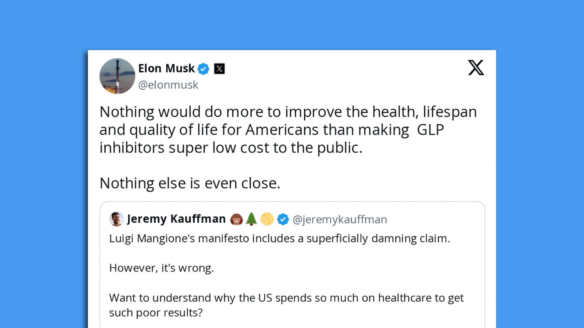 A tweet from Elon Musk.