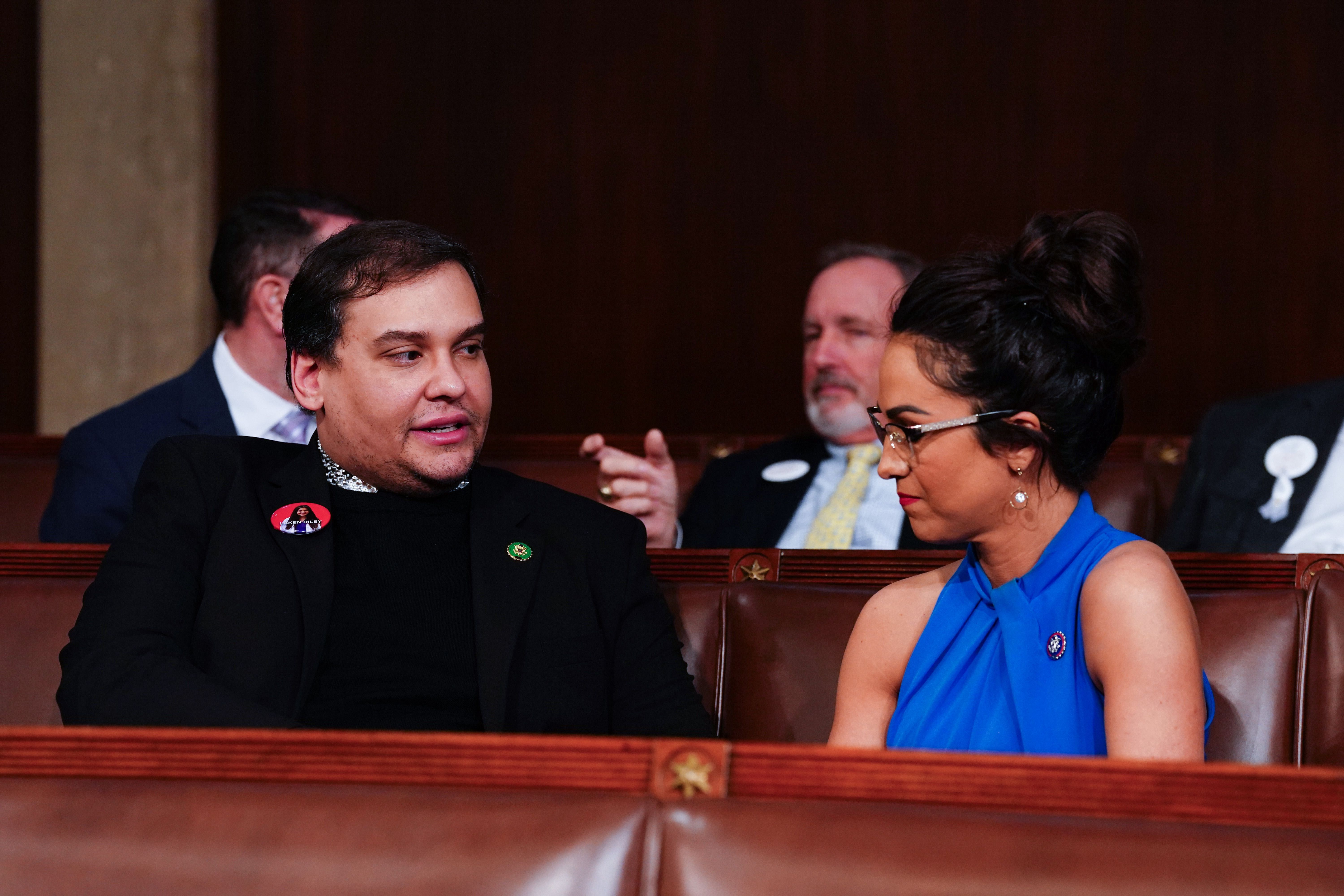 ormer Representative George Santos, a Republican from New York, left, and Representative Lauren Boebert, a Republican from Colorado, right, in the House Chamber ahead of a State of the Union address at the US Capitol in Washington, DC, US, on Thursday, March 7, 2024. 
