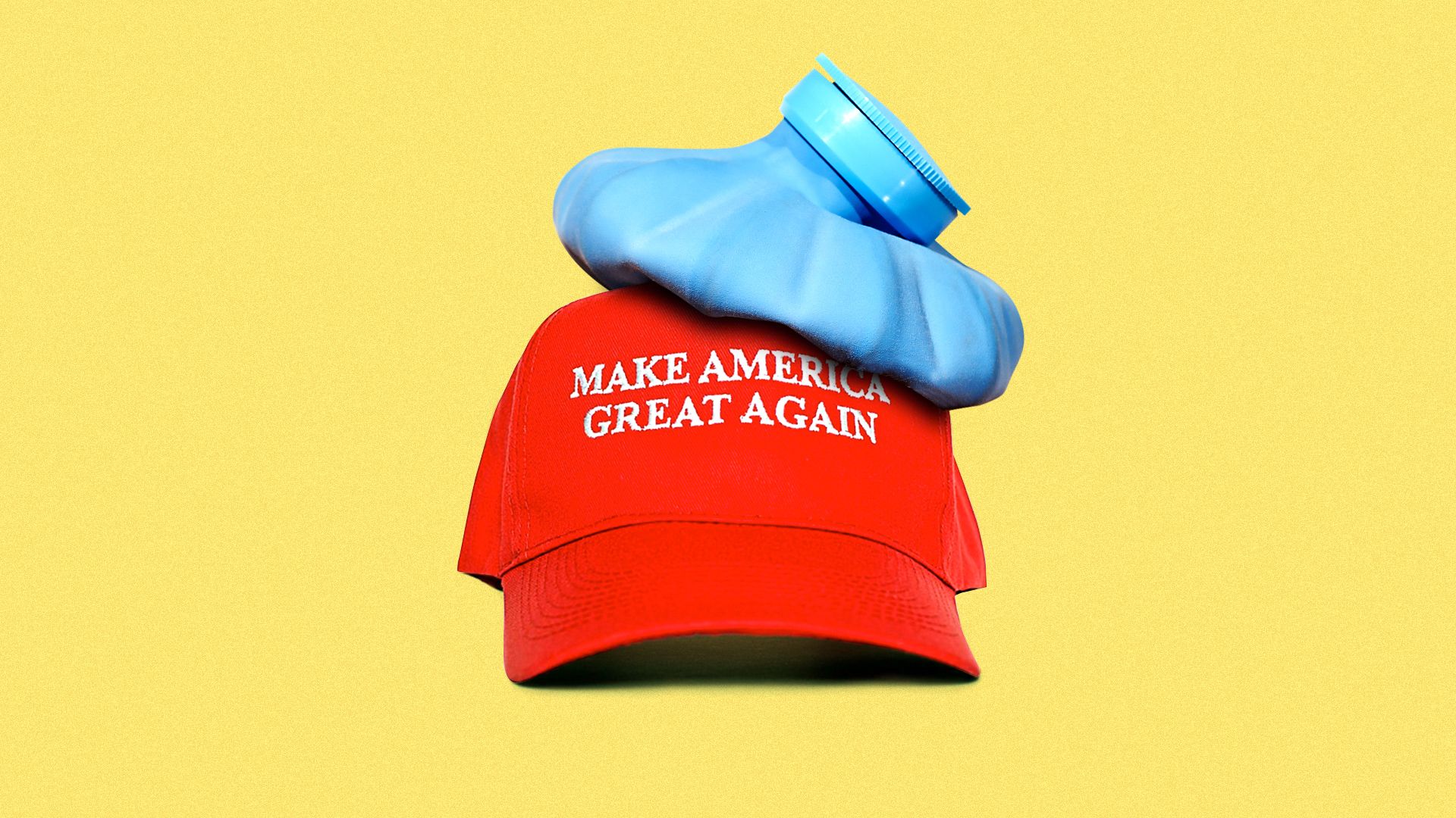 Illustration of a compress on a MAGA hat.