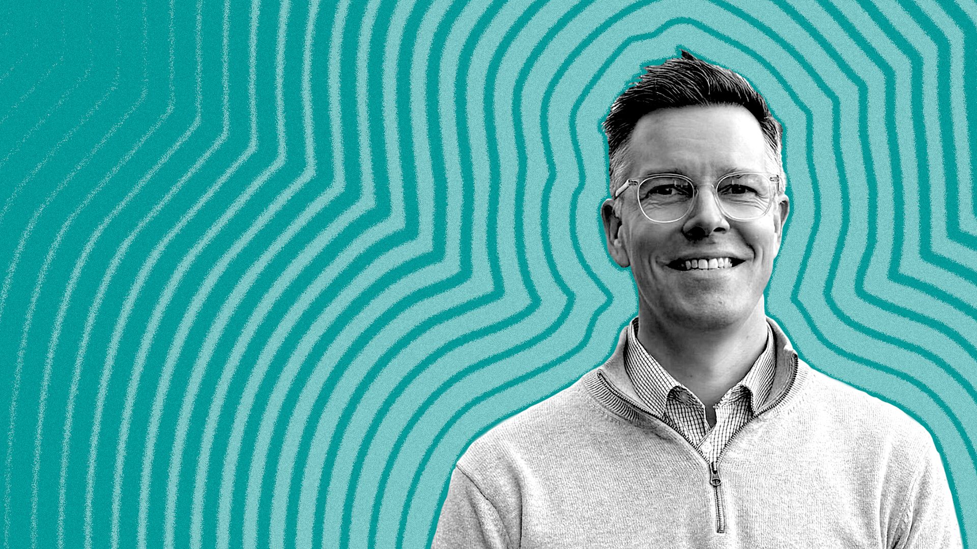 Photo illustration of Andy Boenau with lines radiating from him.