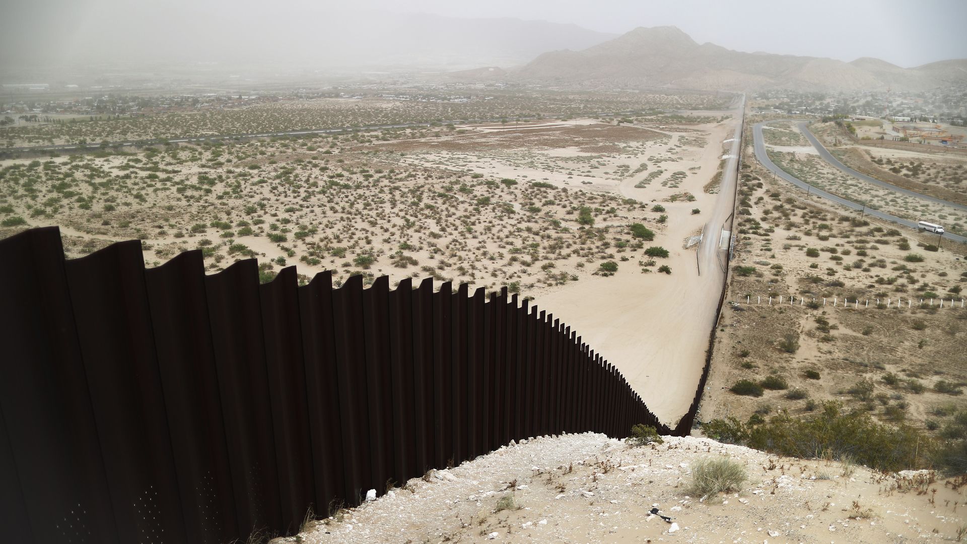 Border wall along the U.S. Mexico border