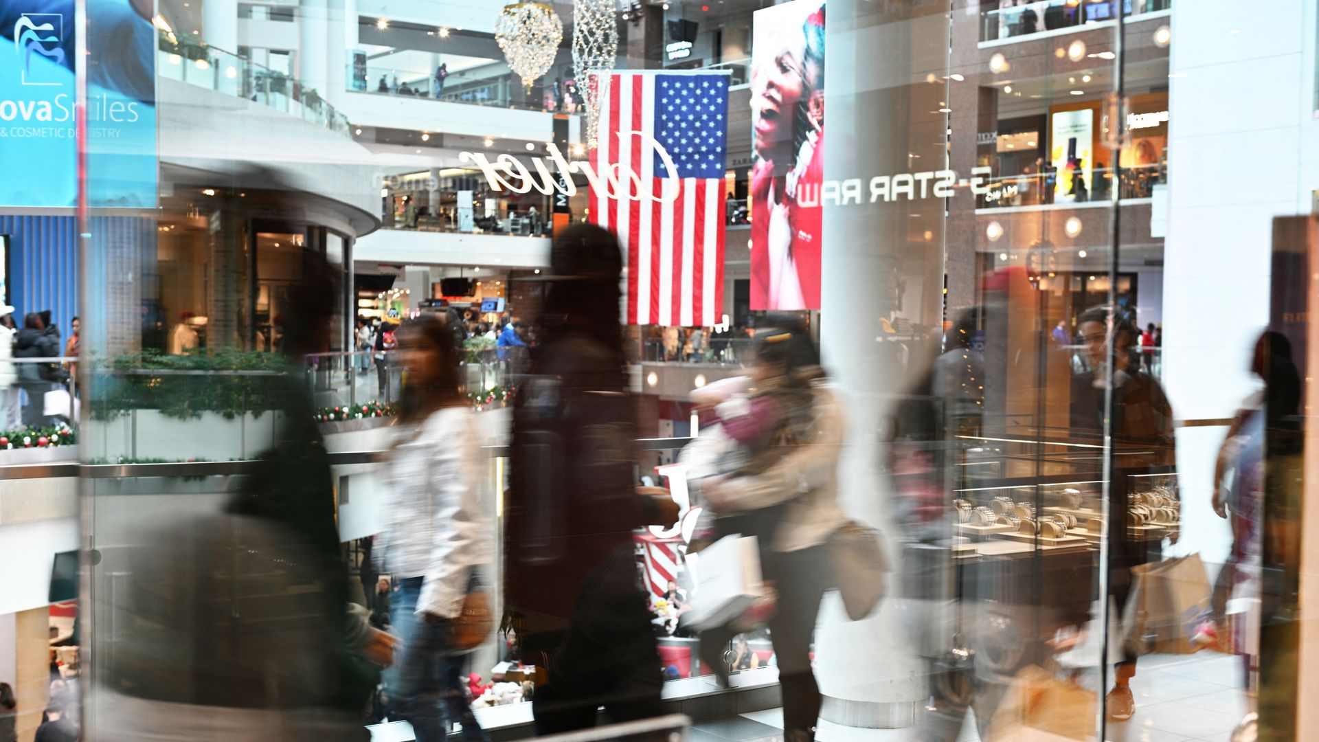 Blurred photo of consumers shopping