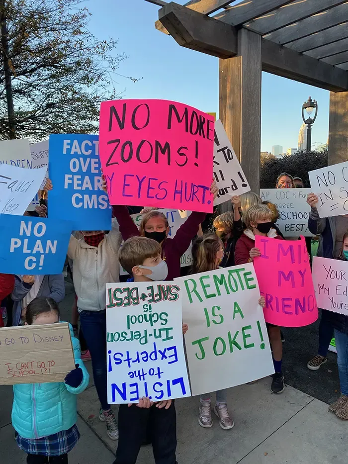 cms protest against remote learning