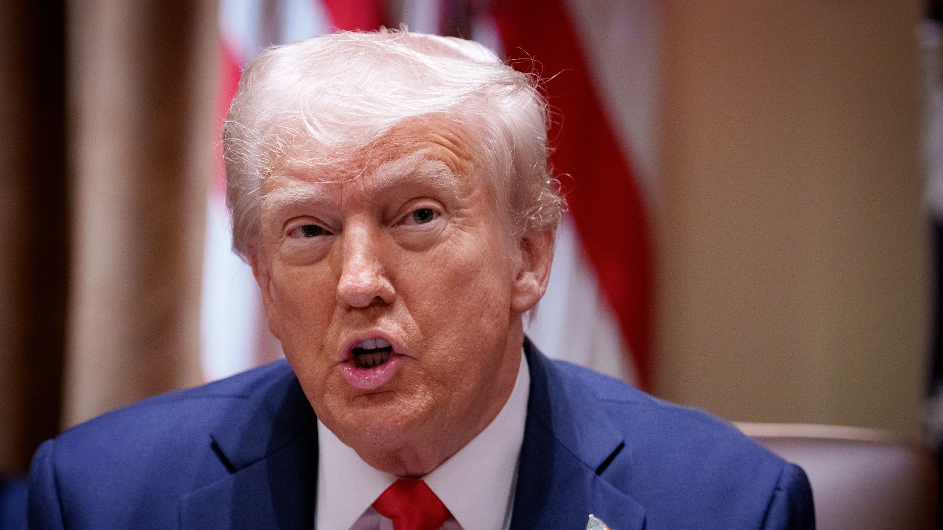 Donald Trump speaks during a Cabinet meeting at the White House on February 26,