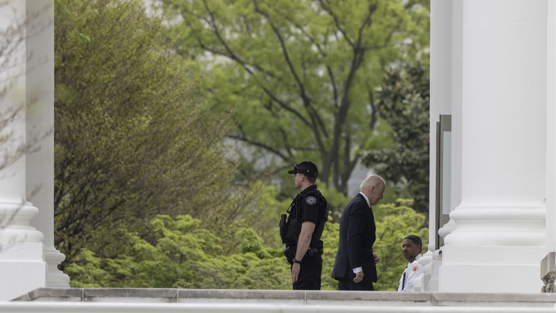 President Biden is seen entering the White House from the North Portico after returning from Delaware.