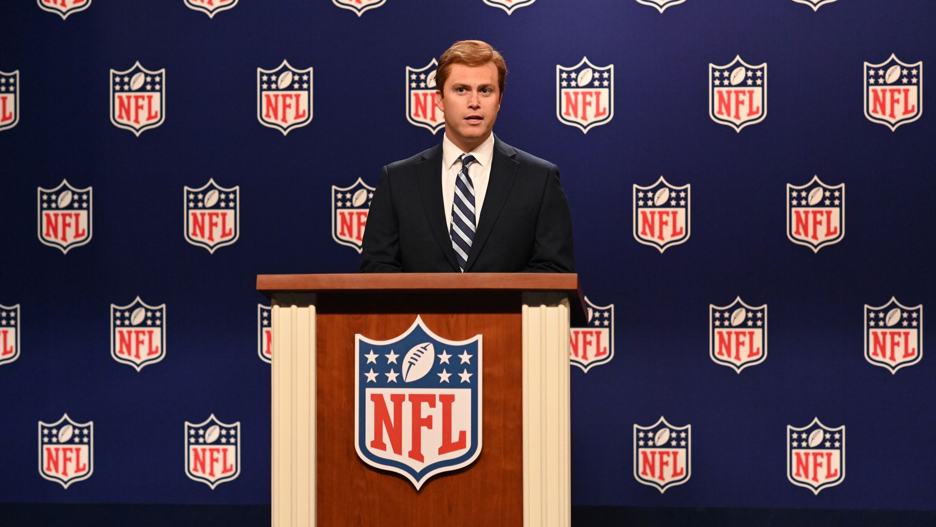 Colin Jost as Roger Goodell on "SNL."