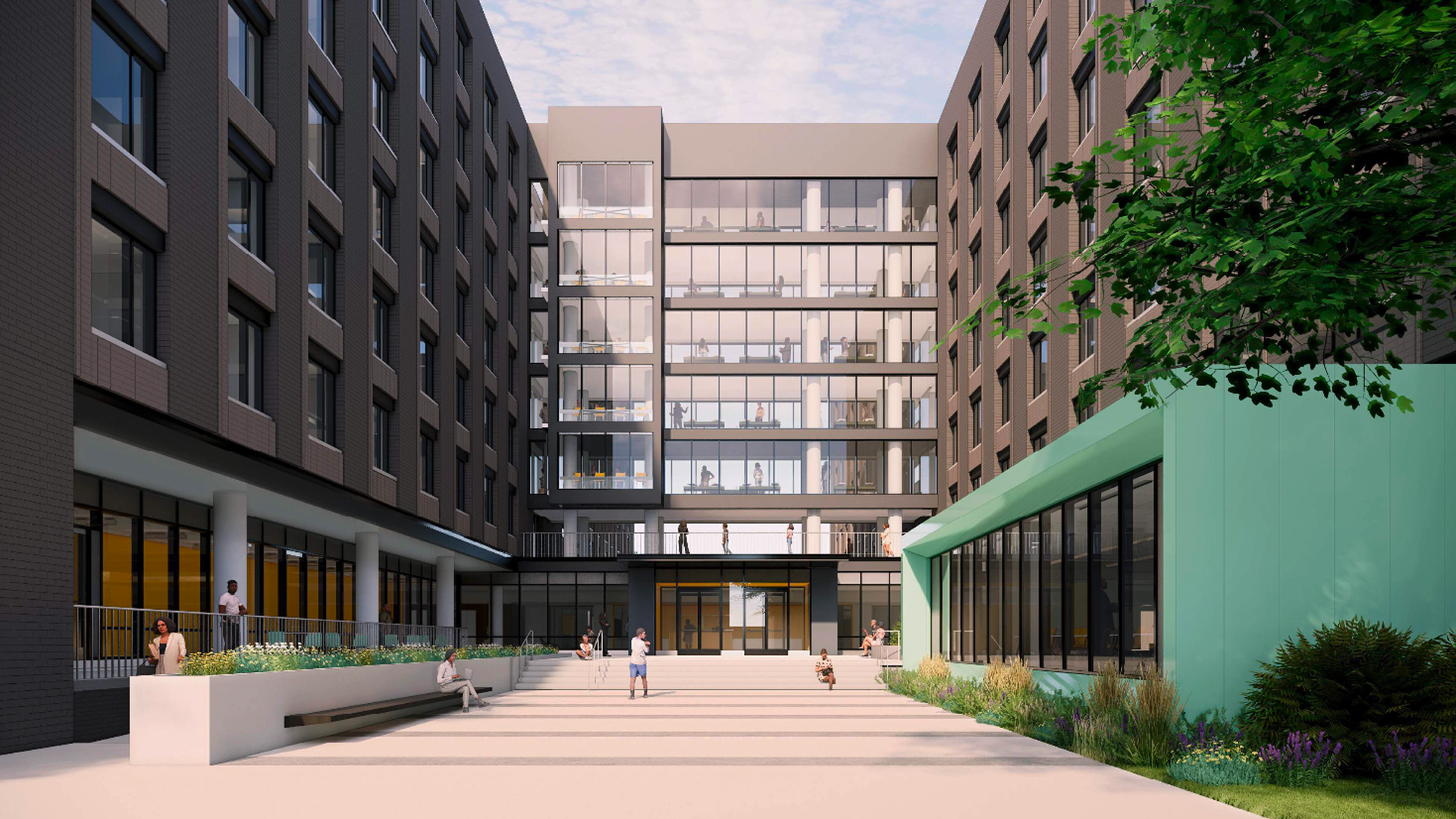Rendering shows the exterior of a new dorm at Xavier University in New Orleans