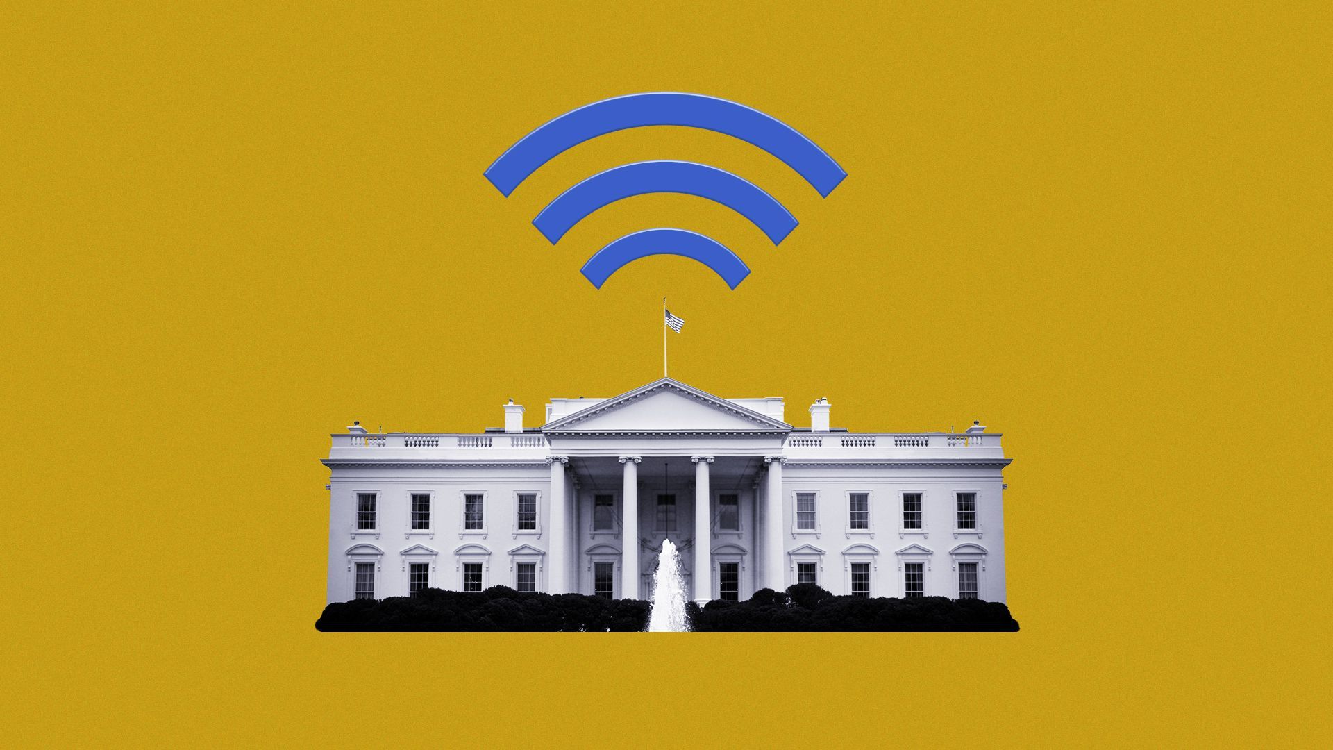 An illustration of the White House and a broadband signal above it.